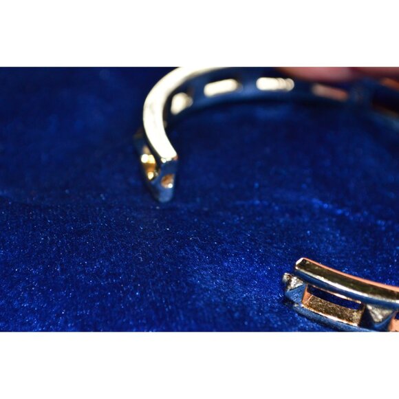 Gold Tone Star Studded Bangle & Rhinestone Tennis Bracelet Adjustable Premier - Picture 11 of 11